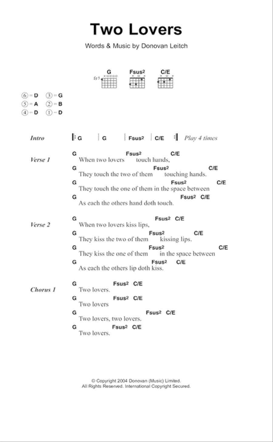 Two Lovers Acoustic Guitar scores gallery preview page 1