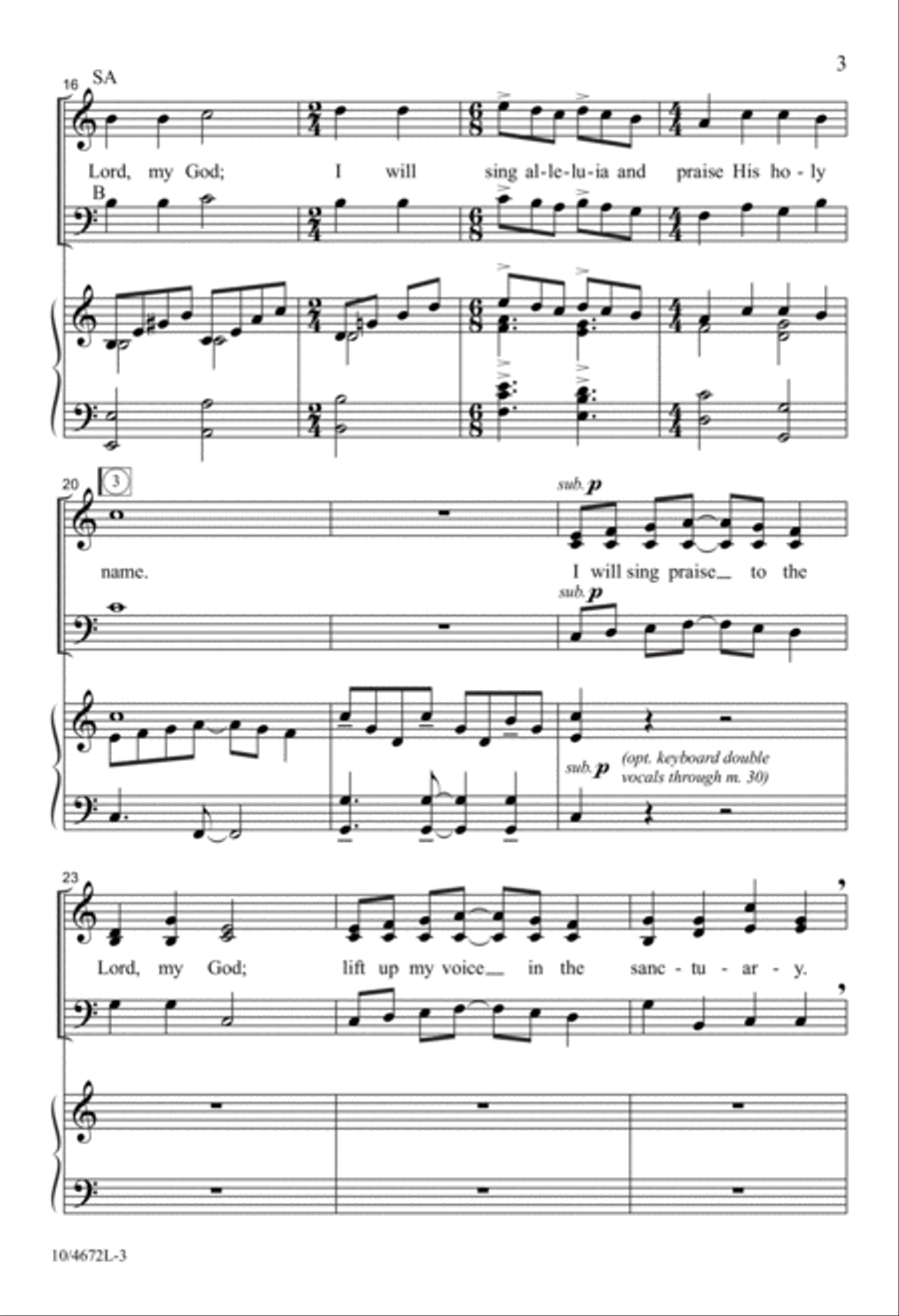 I Will Sing Praise 3-Part scores gallery preview page 3