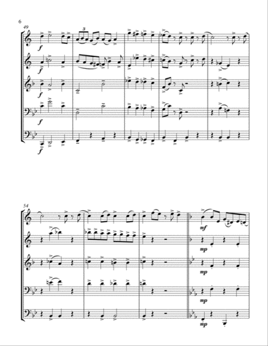 JELLY ROLL MORTON. BLACK BOTTOM STOMP . brass quintet .arrenged by KHUUSHAAN BATZAYA Brass Quintet scores gallery preview page 6