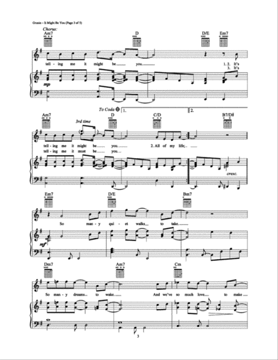 It Might Be You It Might Be You Piano, Vocal, Guitar scores gallery preview page 3