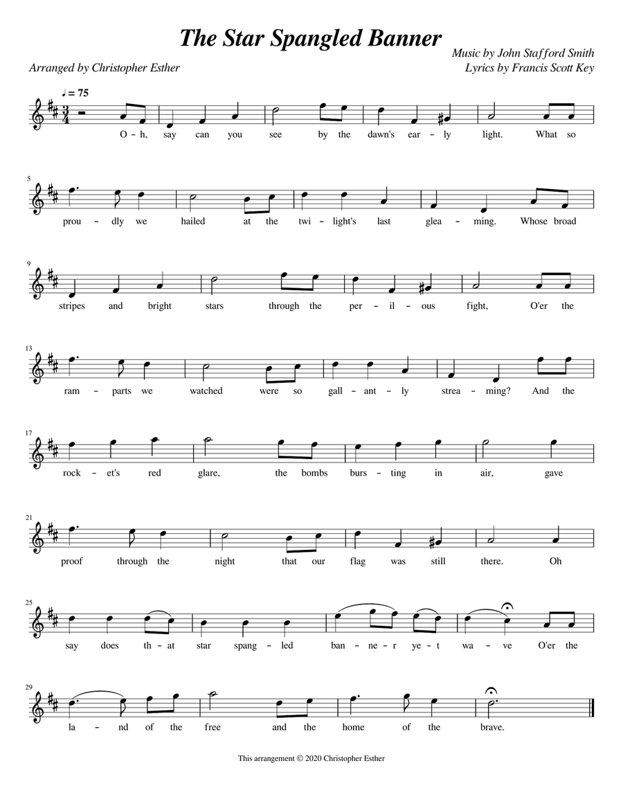 The Star Spangled Banner (Soprano Voice) Soprano Voice scores gallery preview page 1