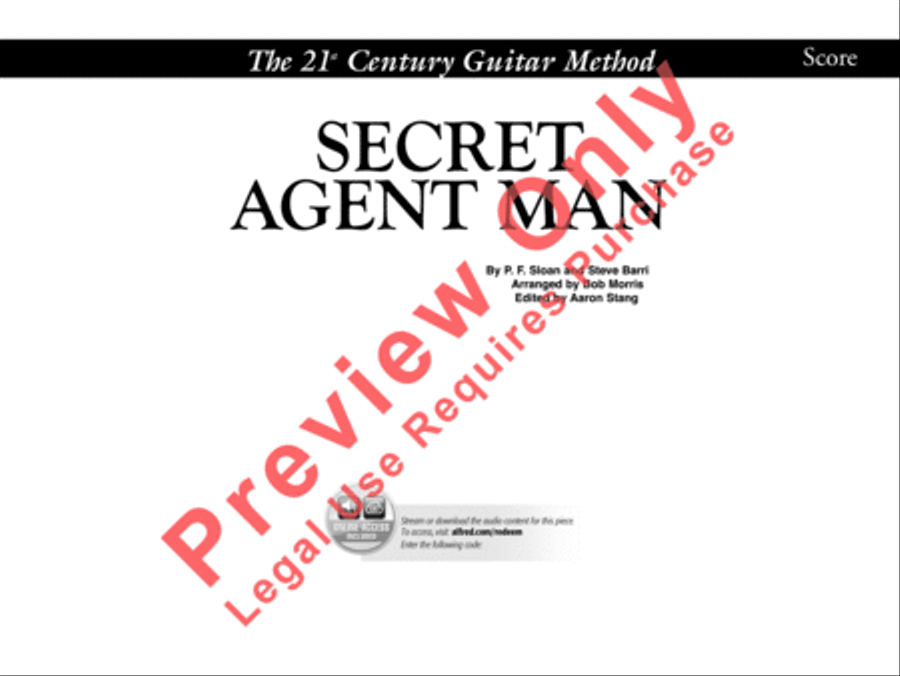 Belwin's 21st Century Guitar Ensemble -- Secret Agent Man Guitar Ensemble scores gallery preview page 2
