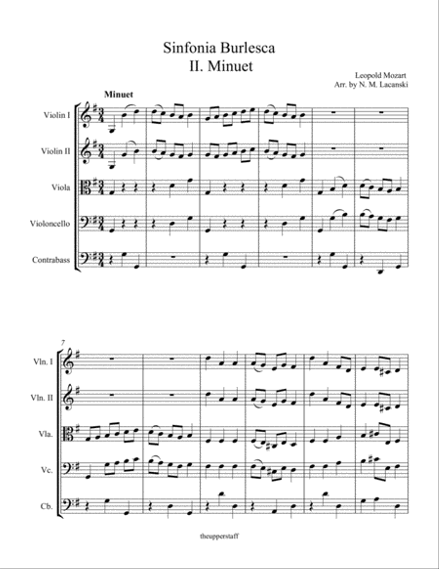 Sinfonia Burlesca Movement II. Minuet String Orchestra scores gallery preview page 2