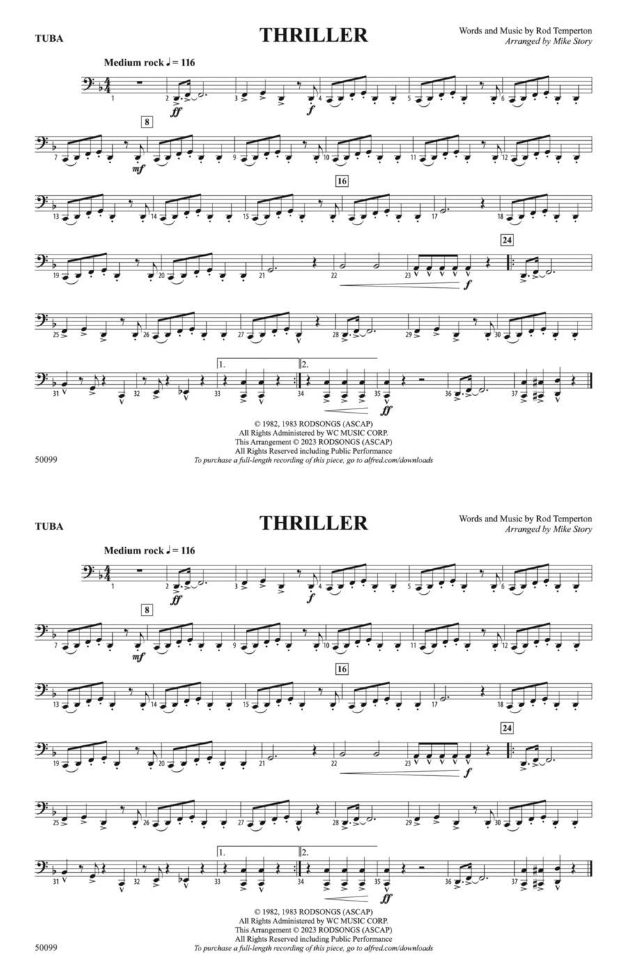 Thriller: Tuba Marching Band scores gallery preview page 1
