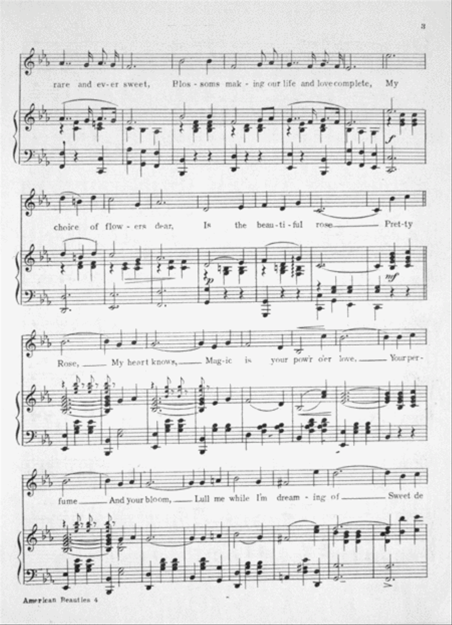 Red Rose of Love (American Beauties Waltz). Song Voice scores gallery preview page 3