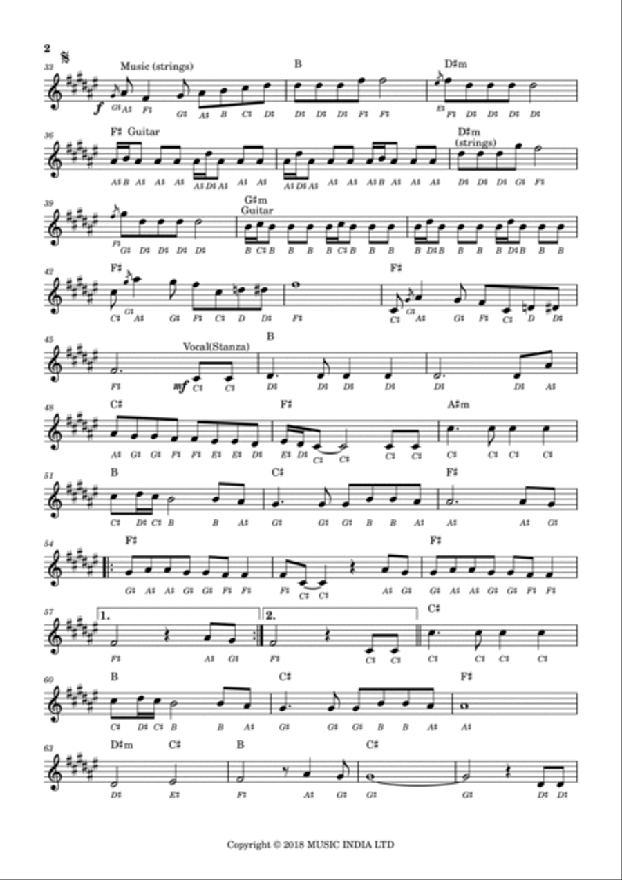 Pal Pal Dil Ke Paas Piano scores gallery preview page 2