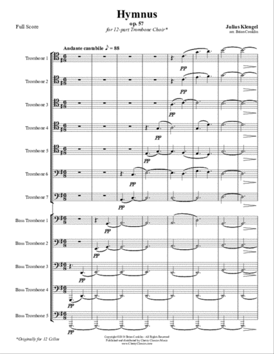 Hymnus, Op. 57 for 12-part Trombone Choir Trombone scores gallery preview page 2