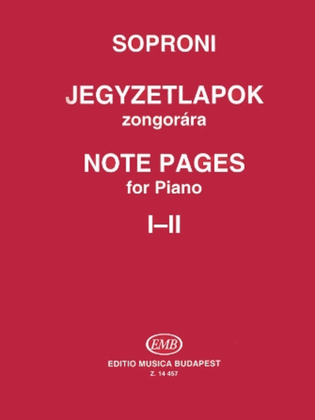 Book cover for Note Pages for Piano, Nos. 1-2