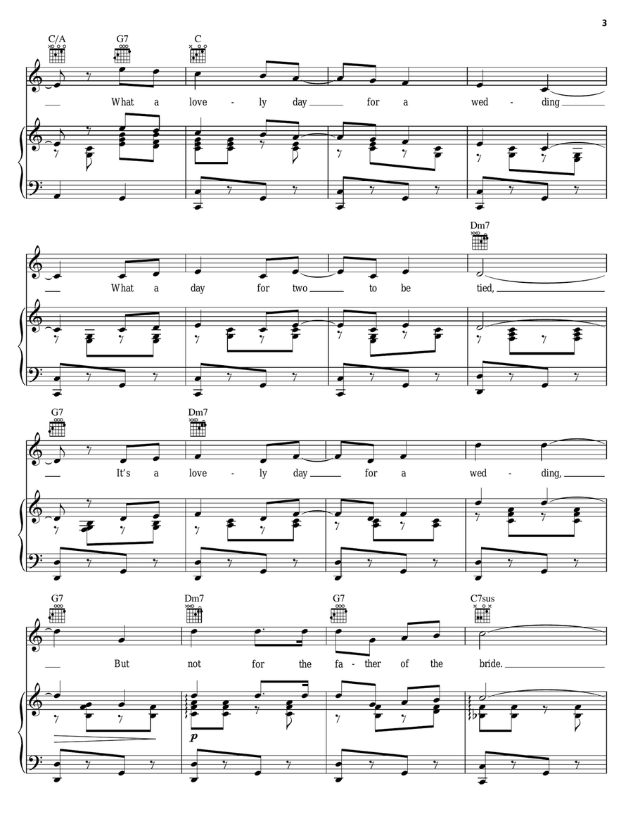 What A Lovely Day For A Wedding Piano, Vocal, Guitar scores gallery preview page 3