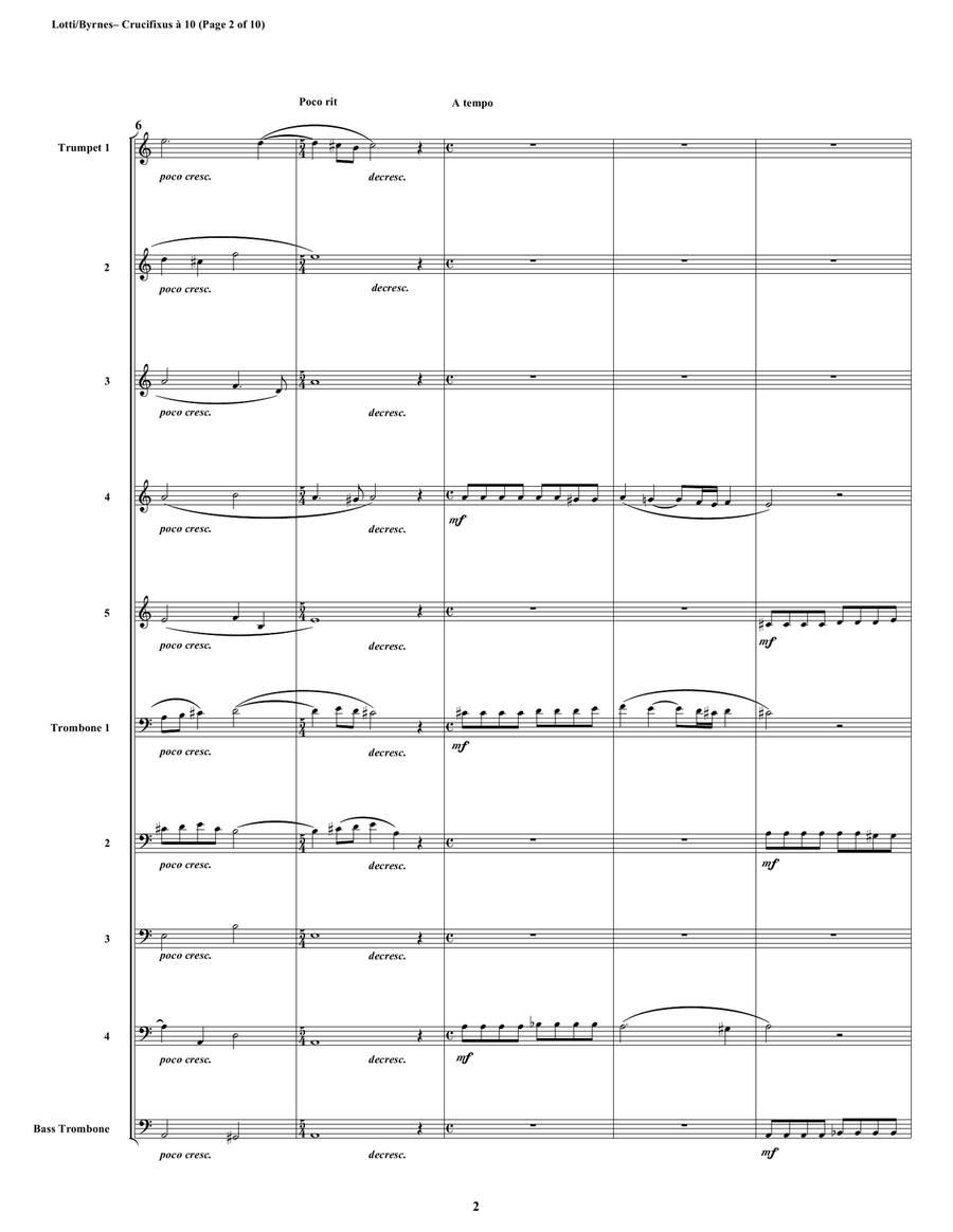 Crucifixus a 10 by Antonio Lotti (Brass Choir) Trombone scores gallery preview page 2