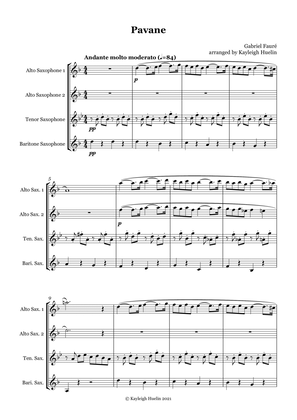 Book cover for Pavane by Gabriel Faure - Saxophone quartet (AATB)
