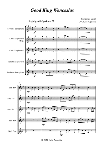 Good King Wenceslas - for Saxophone Quartet image number null