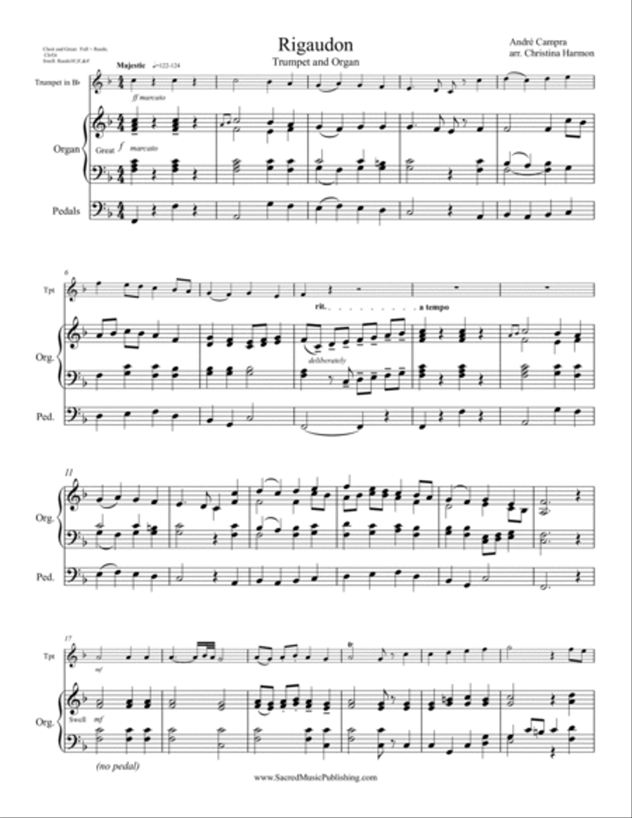 Rigaudon - One Trumpet and Organ Rigaudon - One Trumpet and Organ Trumpet Duet scores gallery preview page 2