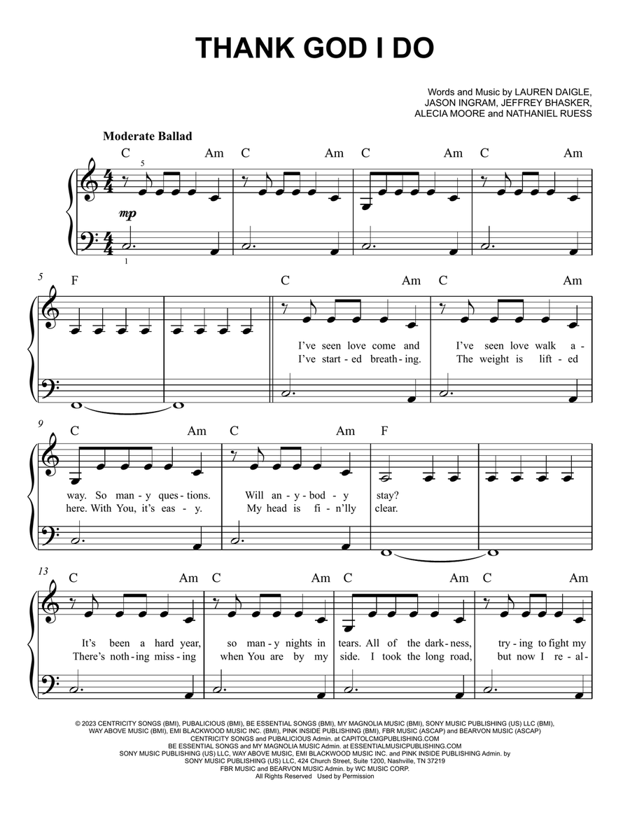 Thank God I Do Thank God I Do Easy Piano scores gallery preview page 1