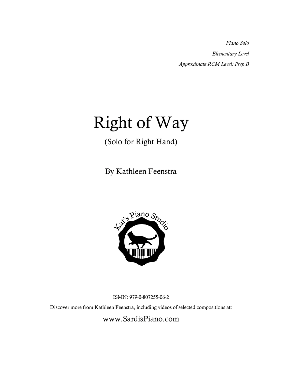 Right of Way - Solo for Right Hand Piano Method scores gallery preview page 1