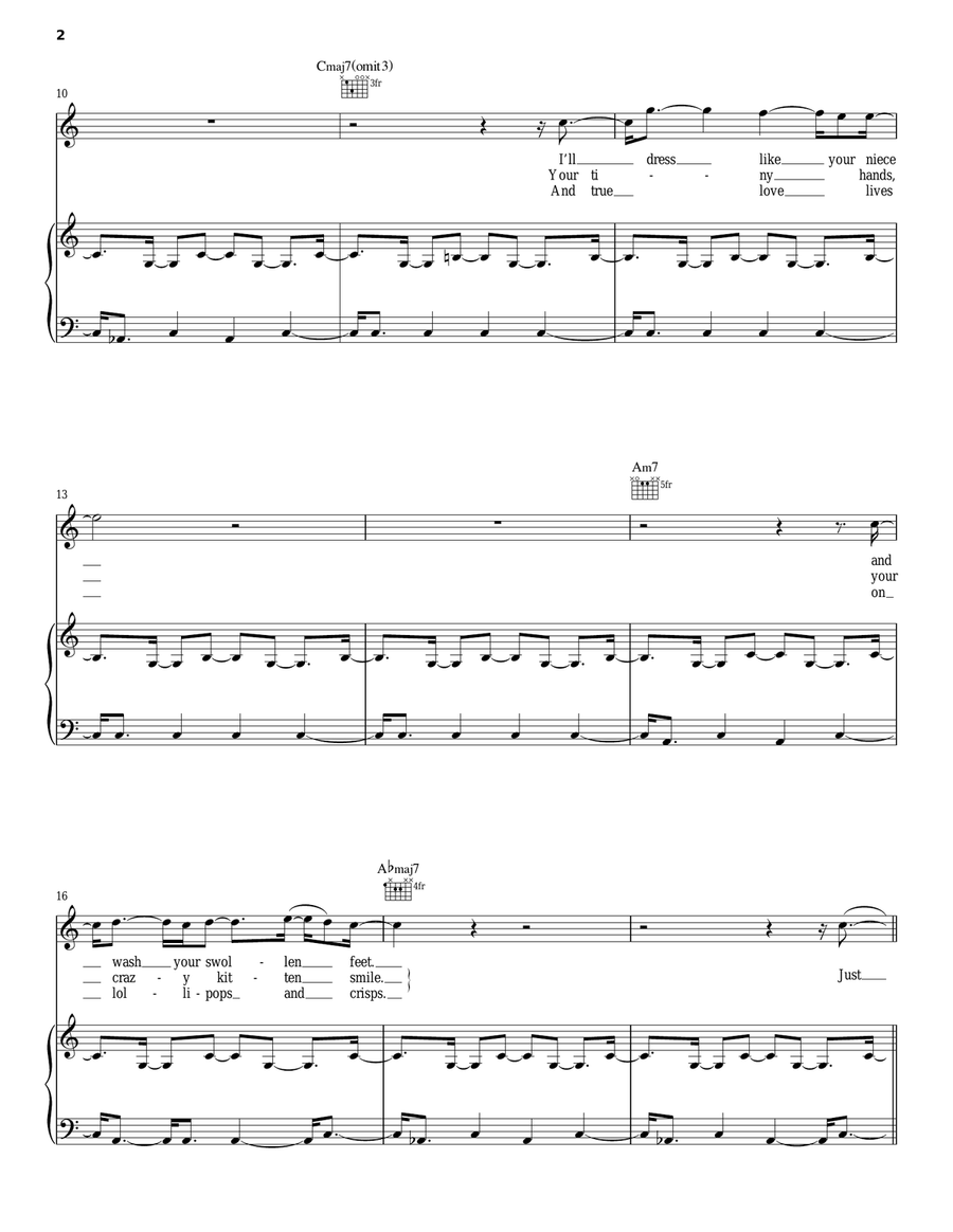True Love Waits Piano, Vocal, Guitar scores gallery preview page 2