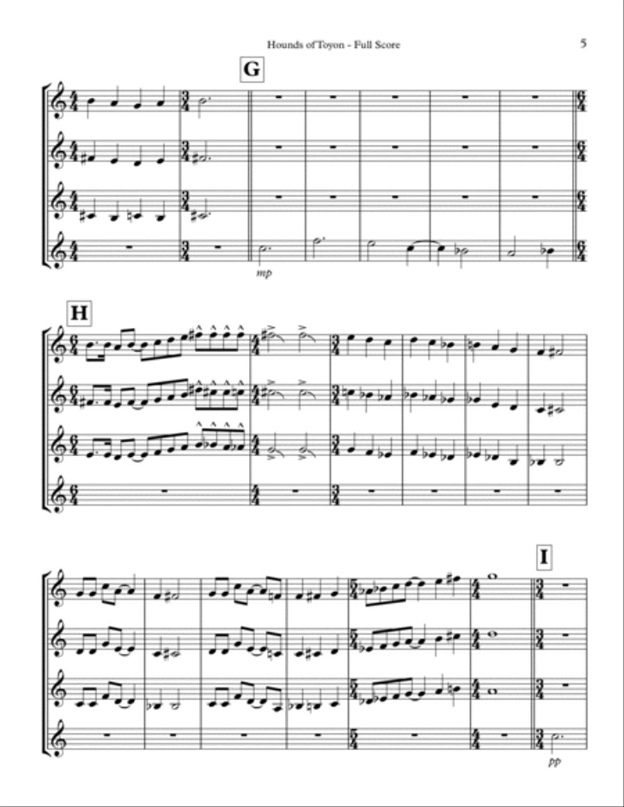 Hounds of Toyon - for 4 F Horns French Horn Quartet scores gallery preview page 5