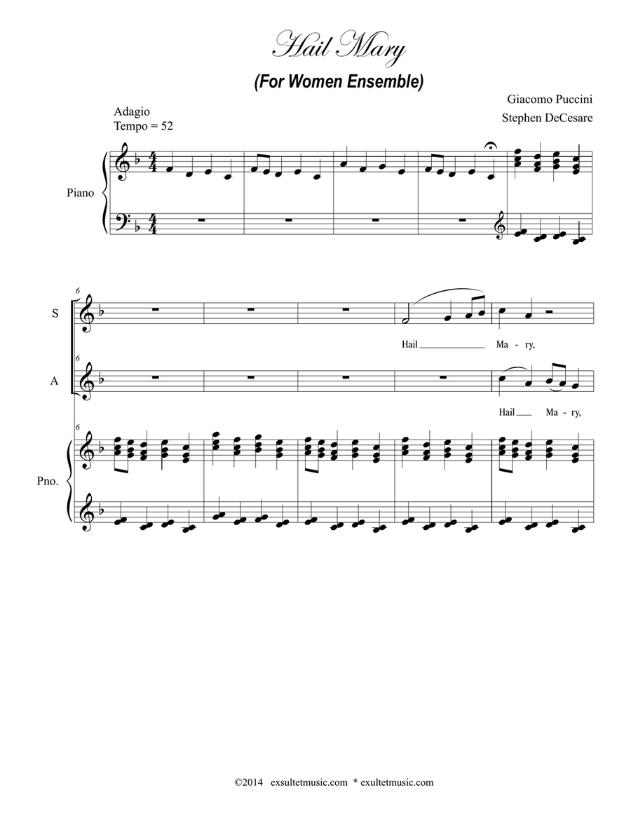 Hail Mary (For Women Ensemble) Piano scores gallery preview page 1