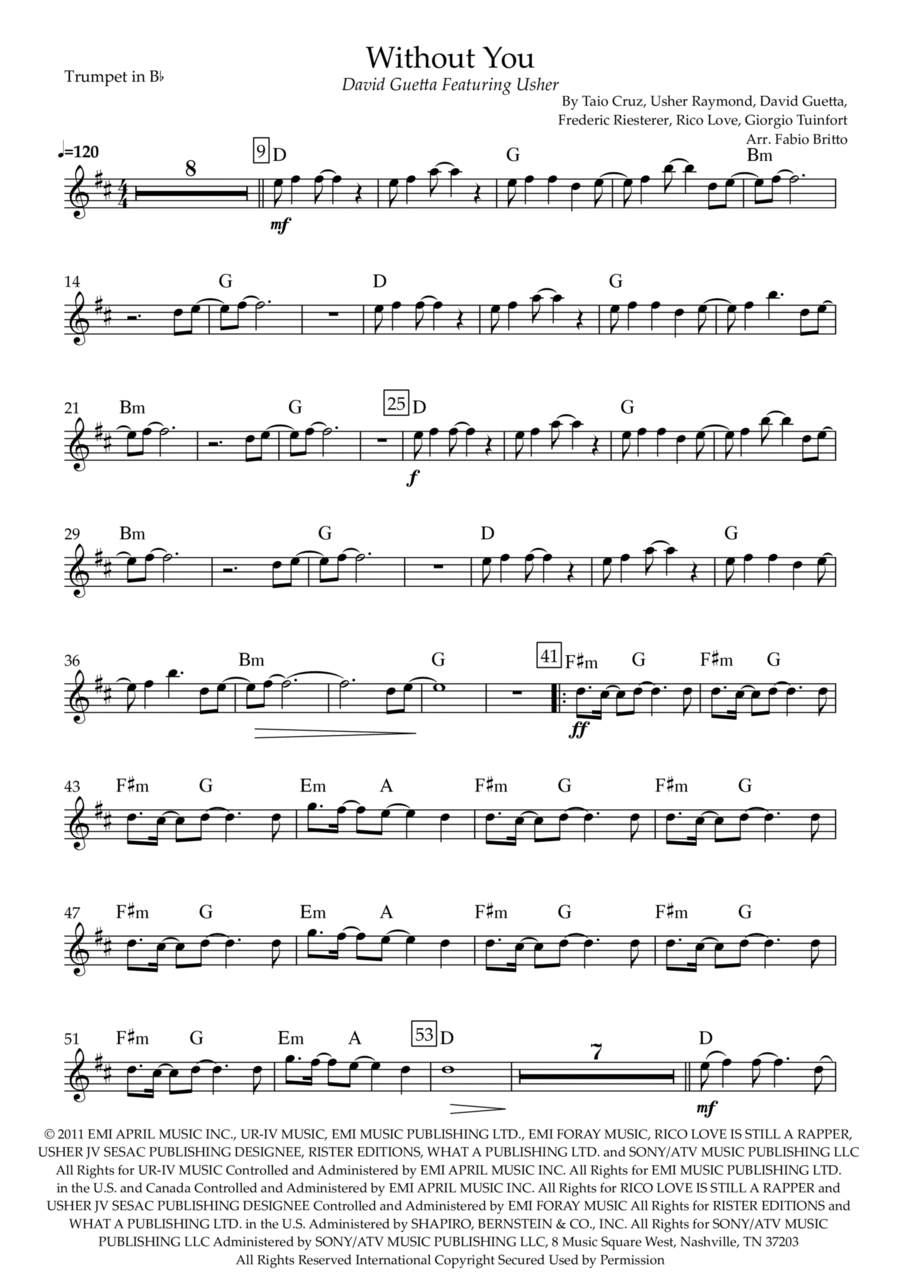 Without You B-Flat Trumpet scores gallery preview page 1