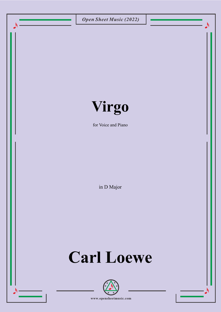 Loewe-Virgo,in D Major,for Voice and Piano