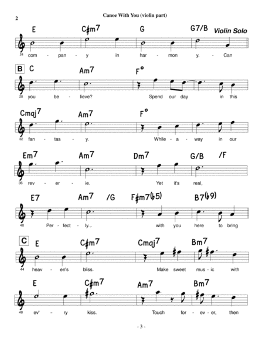 Canoe With You - Violin part (for violin and guitar duet) String Duet scores gallery preview page 3