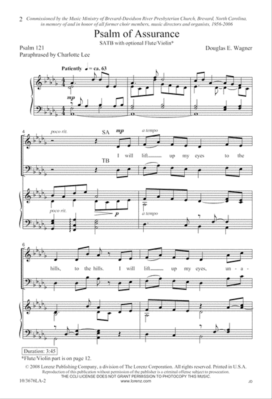 Psalm of Assurance 4-Part scores gallery preview page 2