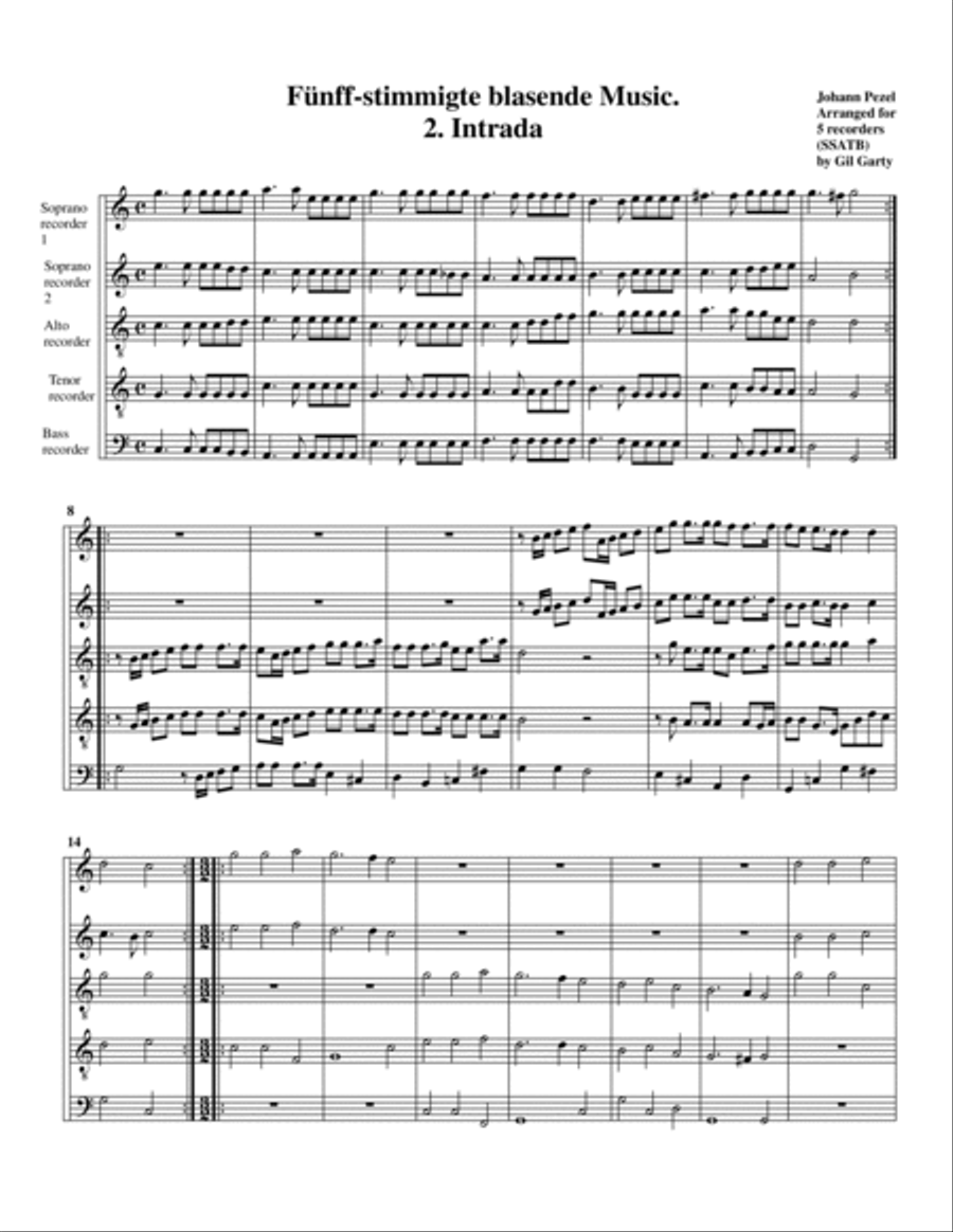 Fünff-stimmigte blasende Music, 1685 (Arranged for 5 recorders (SSATB)) SSATB scores gallery preview page 4