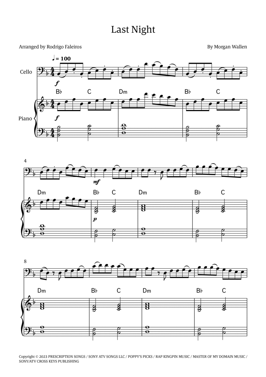 Last Night Piano scores gallery preview page 1