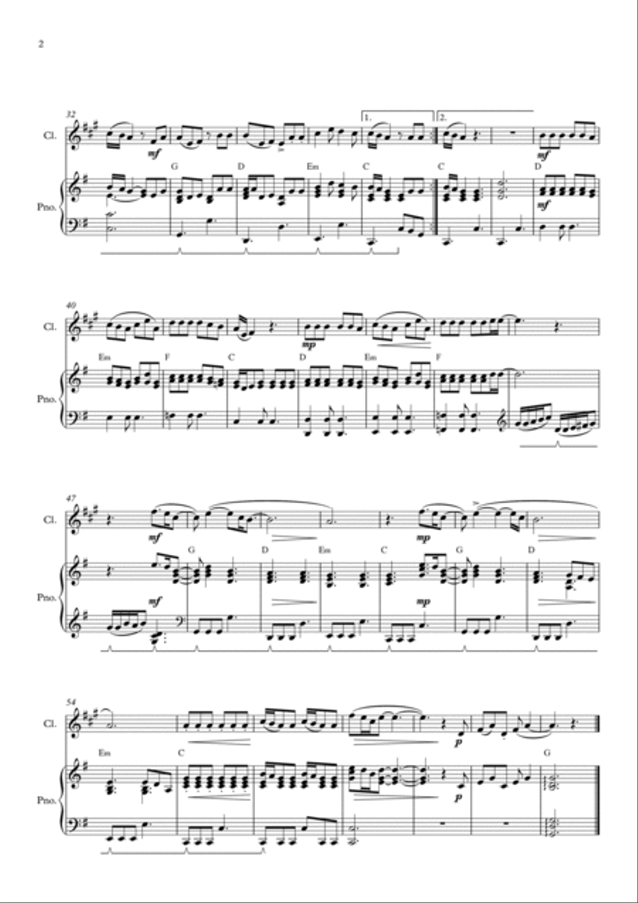 Hold My Hand B-Flat Clarinet scores gallery preview page 2