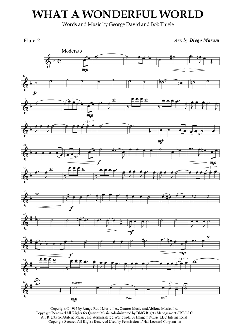 What A Wonderful World Woodwind Quartet scores gallery preview page 2