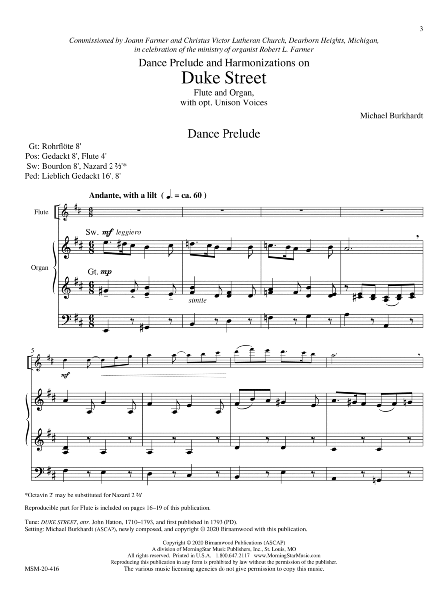 Dance Prelude and Harmonizations on Duke Street Unison Choir scores gallery preview page 1