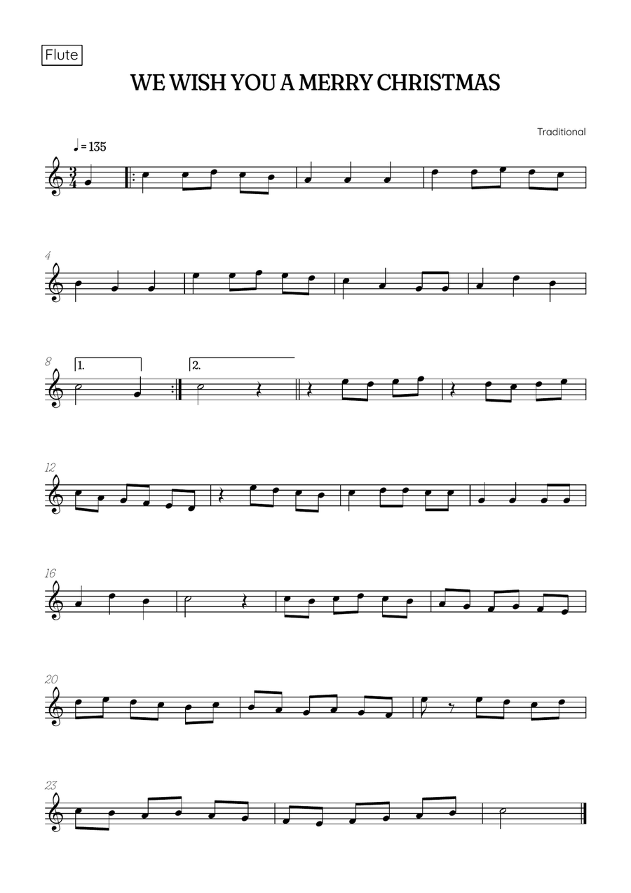 We Wish You a Merry Christmas for Woodwind Quartet & Piano • easy Christmas sheet music Woodwind Quartet scores gallery preview page 4
