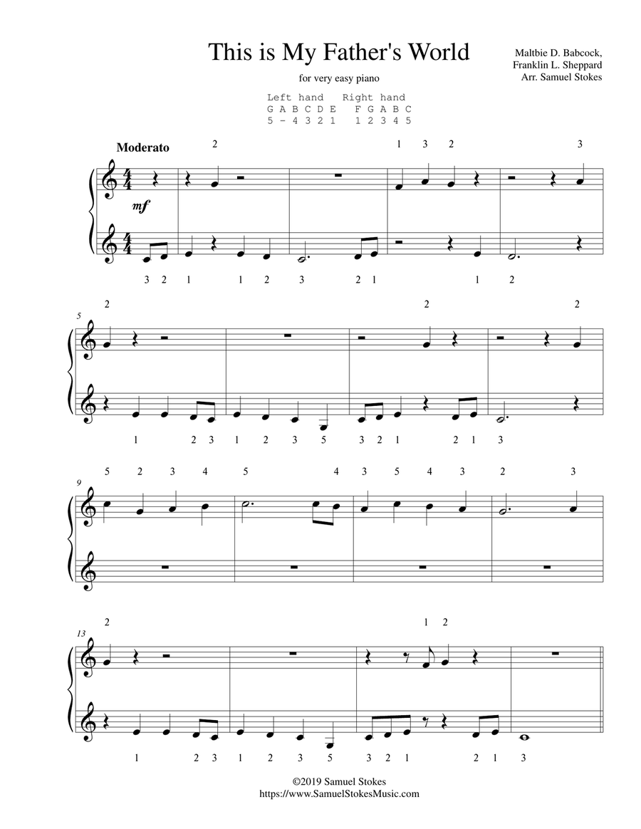 This is My Father's World - for very easy piano Easy Piano scores gallery preview page 1