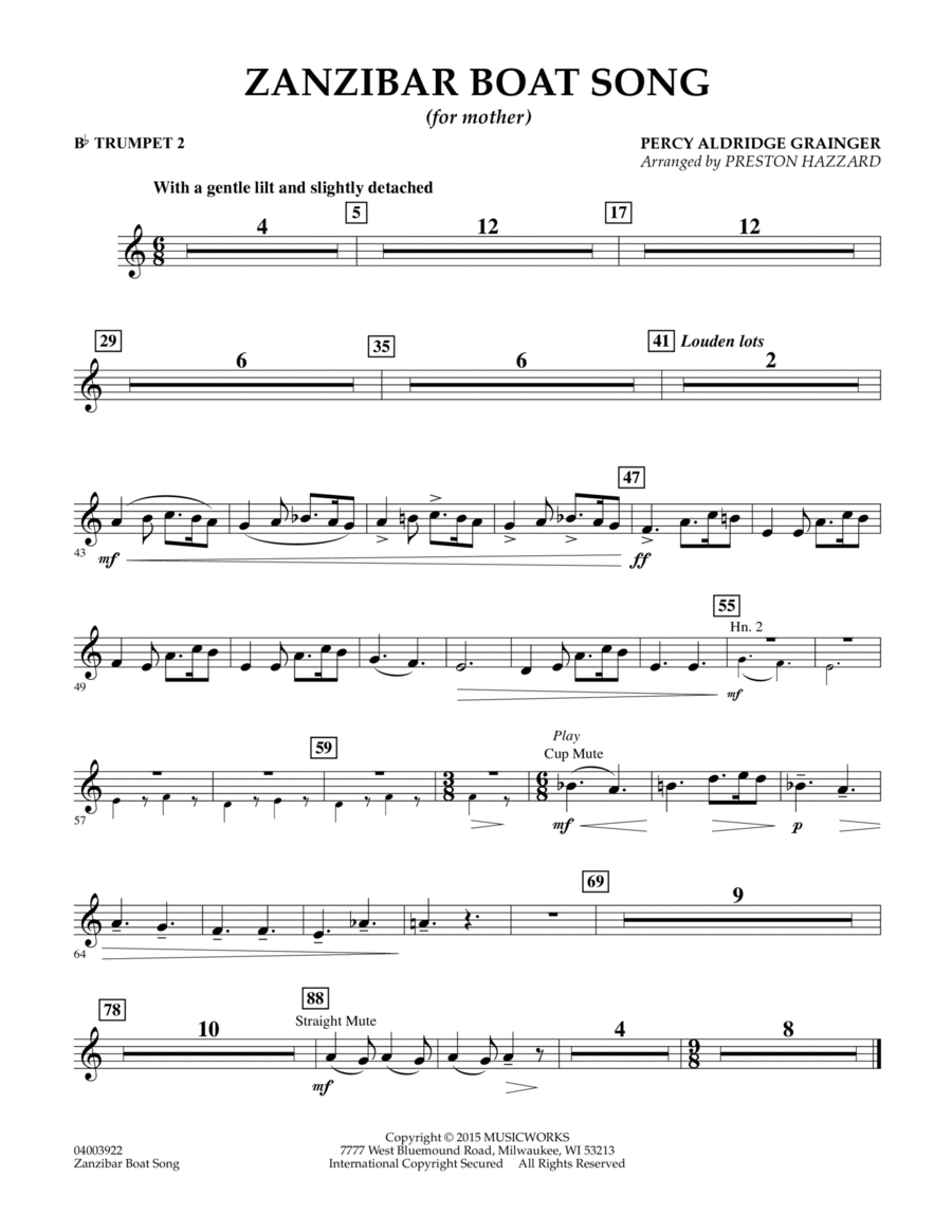 Zanzibar Boat Song - Bb Trumpet 2 B-Flat Trumpet scores gallery preview page 1