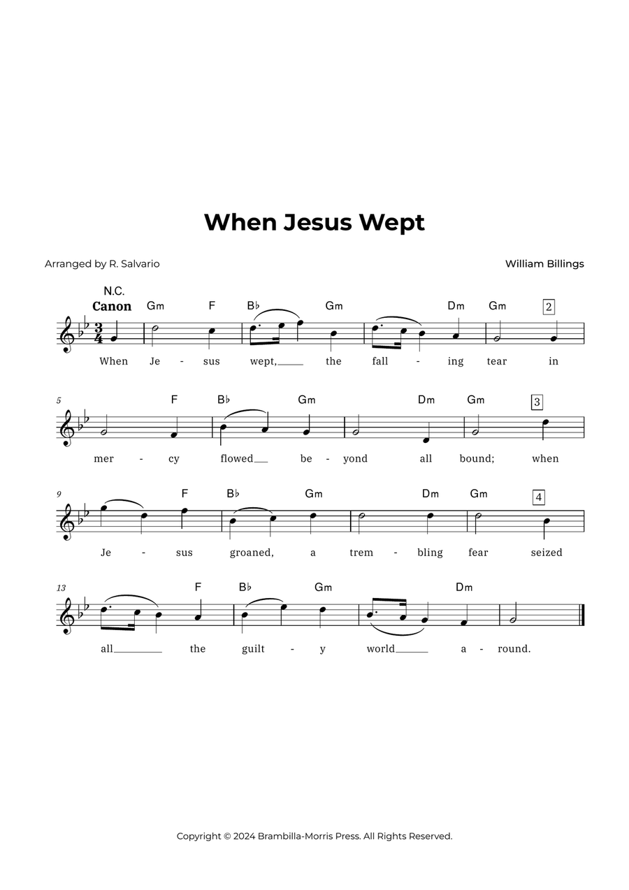 When Jesus Wept (Key of G Minor) Piano scores gallery preview page 1