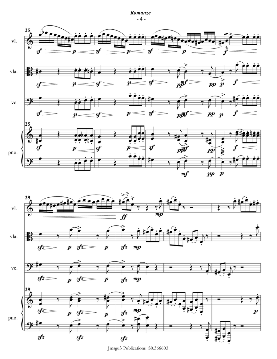 Mozart: Romanze from K. 525 for Piano Quartet Piano Quartet scores gallery preview page 5