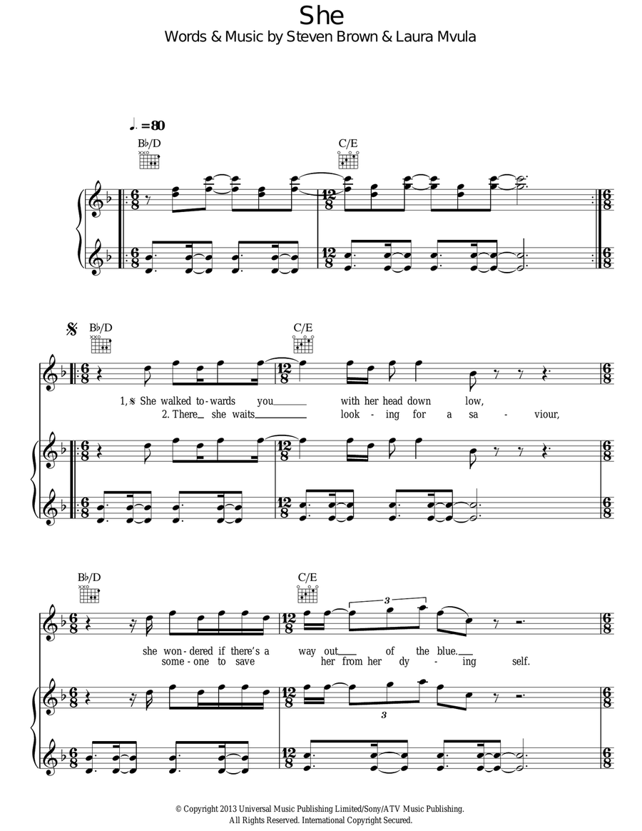 She Guitar scores gallery preview page 1