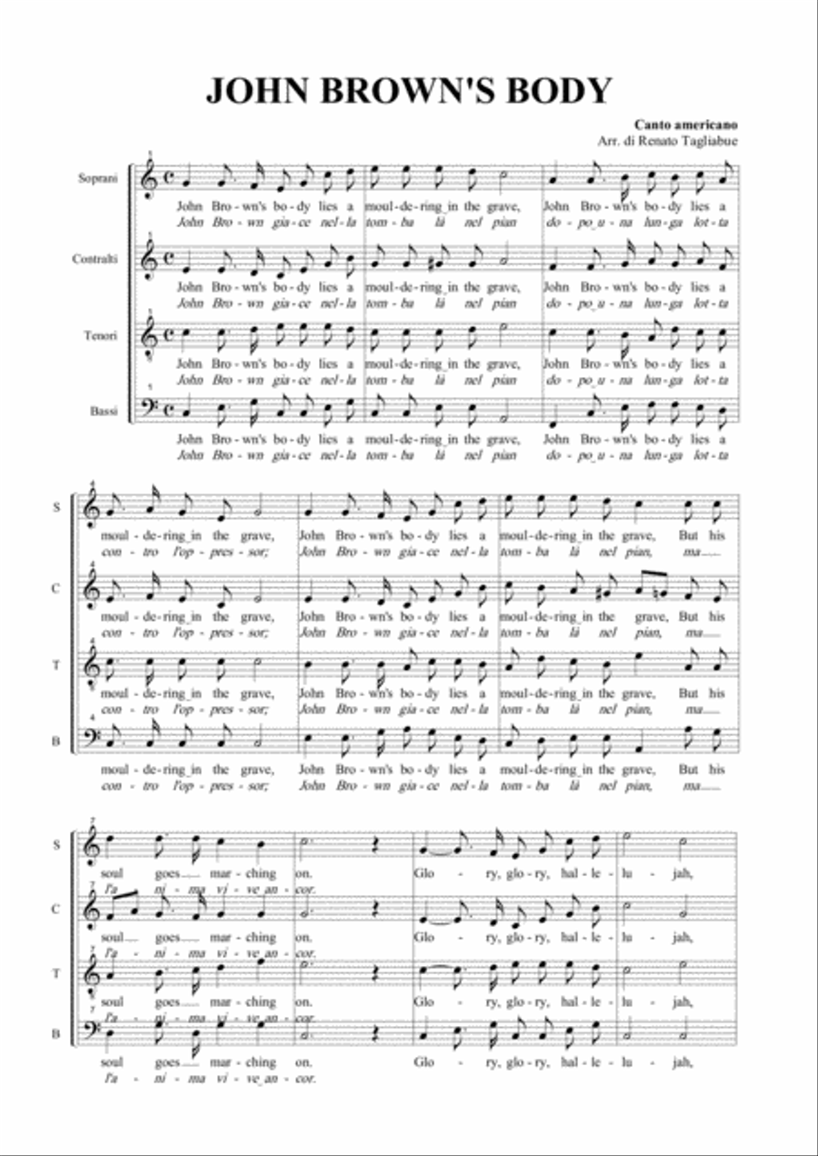 JOHN BROWN'S BODY - Arr for SATB Choir 4-Part scores gallery preview page 2