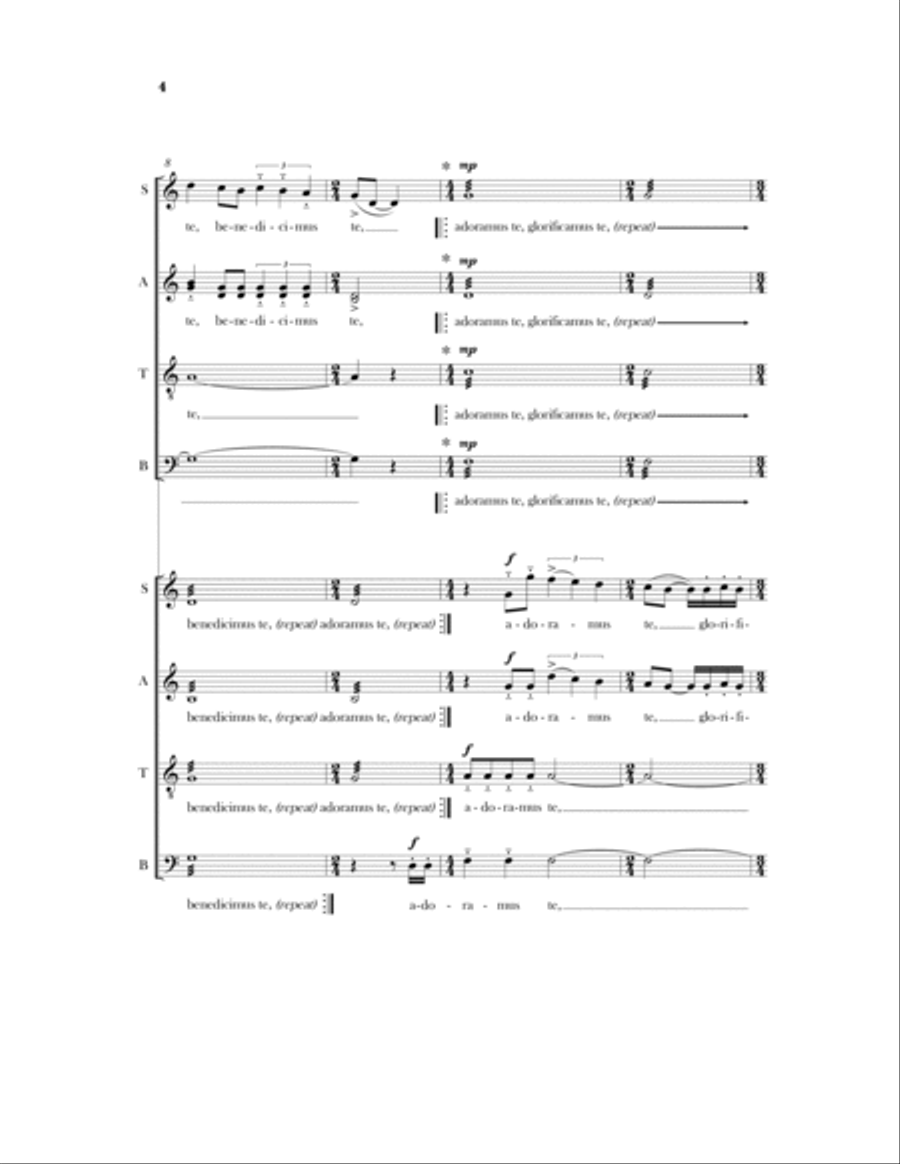 Gloria, Double Chorus a cappella Divisi scores gallery preview page 6