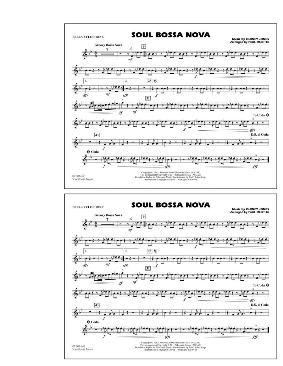 Soul Bossa Nova - Bells/Xylophone Marching Band scores gallery preview page 1