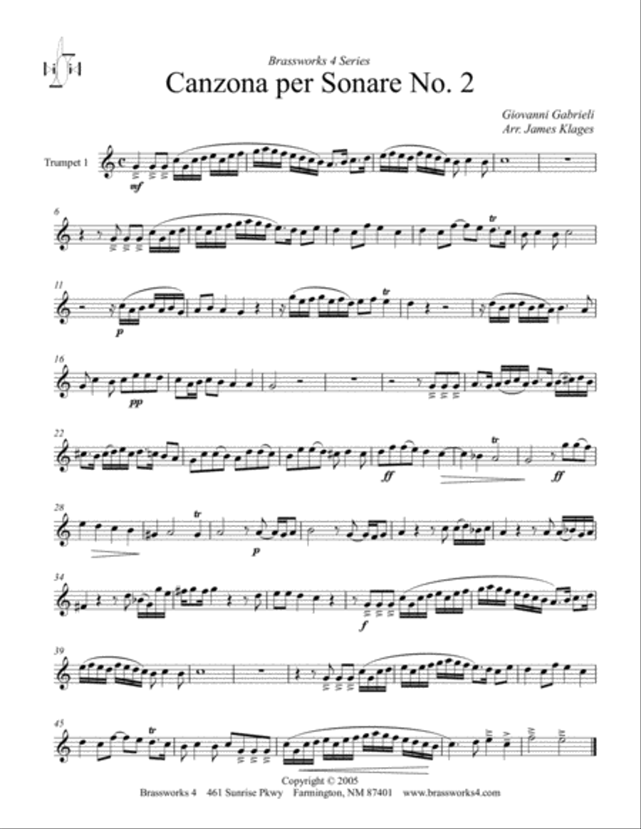 Canzona per Sonare No. 2 Trumpet Digital Sheet Music Sheet Music Plus