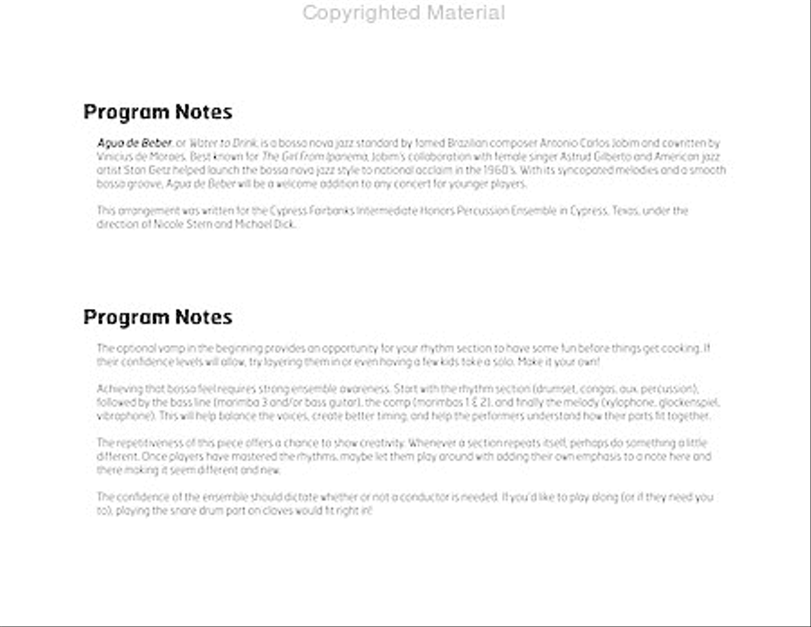 Agua de Beber Agua de Beber Percussion Ensemble scores gallery preview page 3