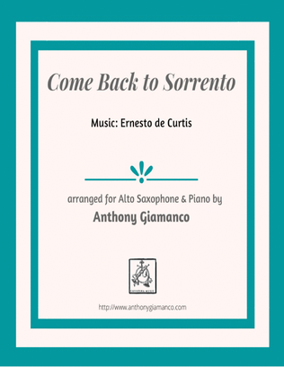 Book cover for COME BACK TO SORRENTO - alto sax and piano