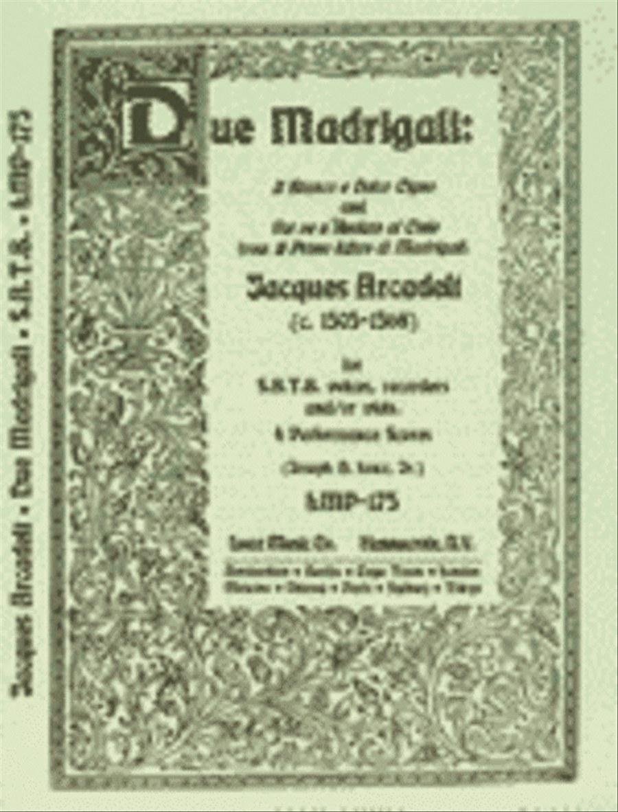 Due Madrigali: Il Blanco e Dolce Cigno & Voi ve n'Andate a Cielo Recorder scores gallery preview page 1