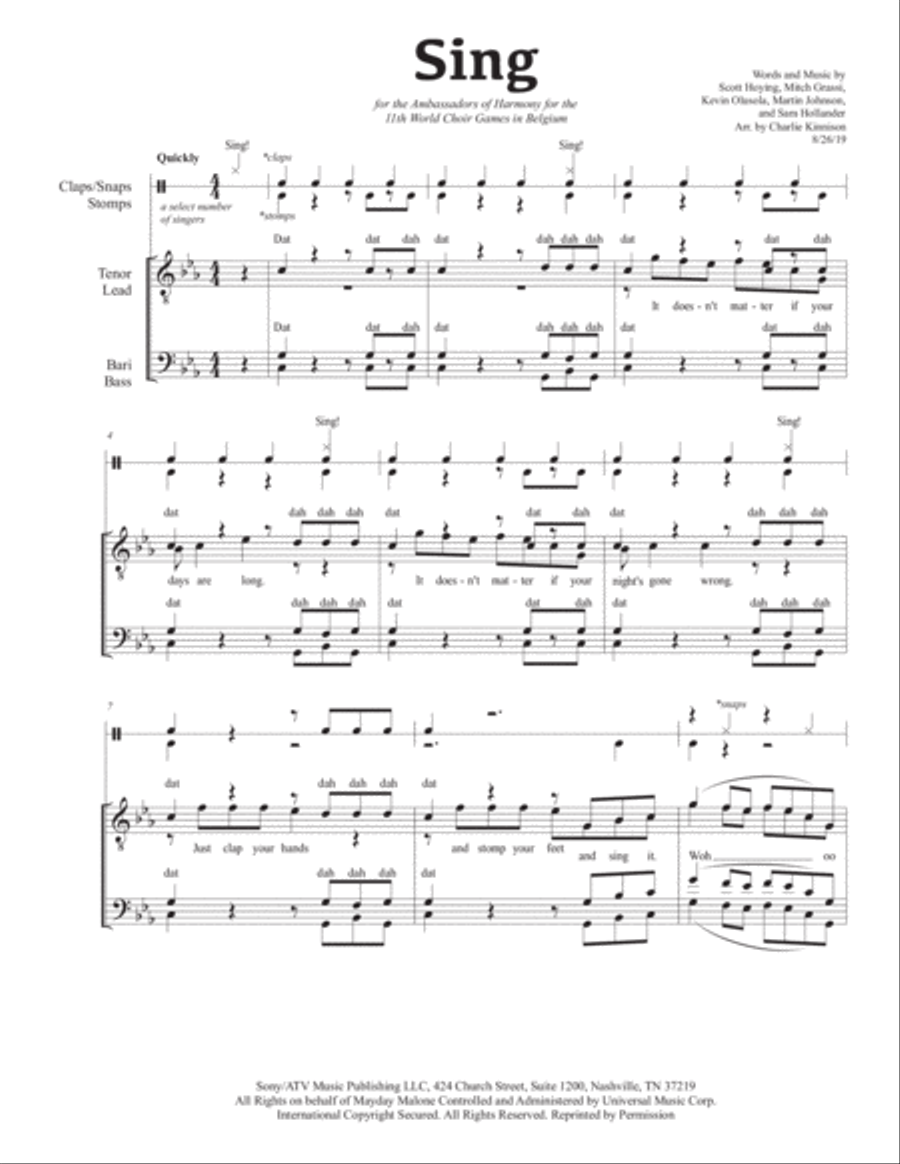 Sing TTBB scores gallery preview page 1