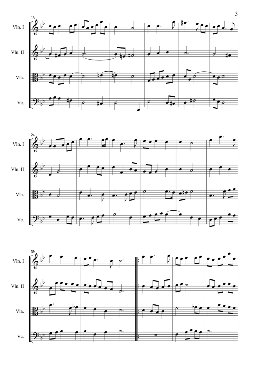 SARABANDA III - G. Tartini - Arr. for String Quartet - Set of Parts String Quartet scores gallery preview page 3