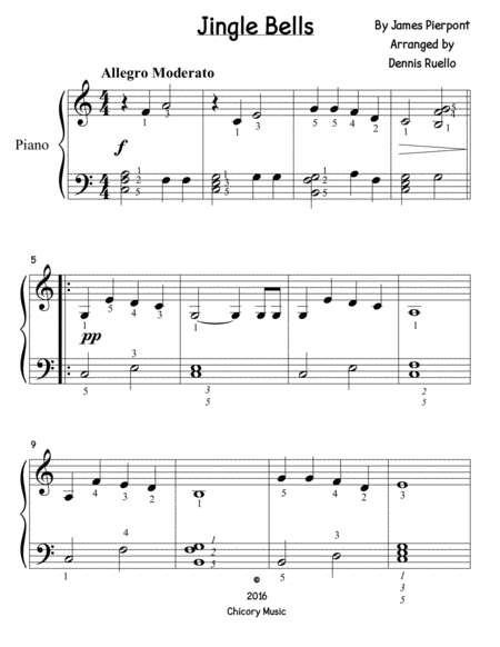 Jingle Bells (big note) - Easy Piano image number null