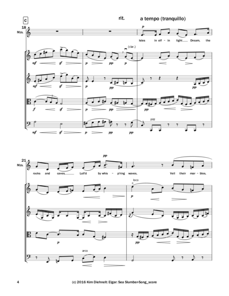 Elgar: Sea Slumber-Song from Sea Pictures (Arr. Voice and String Quartet)