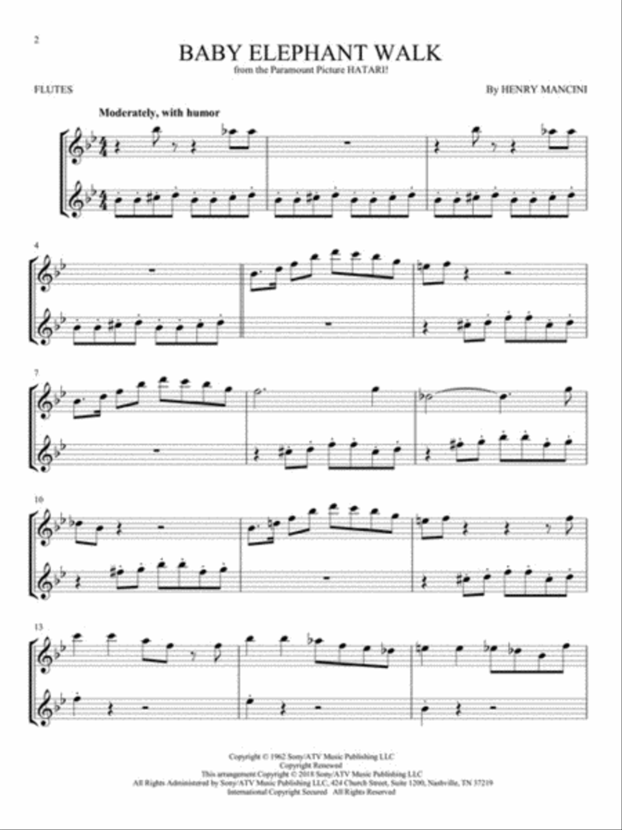 Movie Songs for Two Flutes Flute Duet scores gallery preview page 3