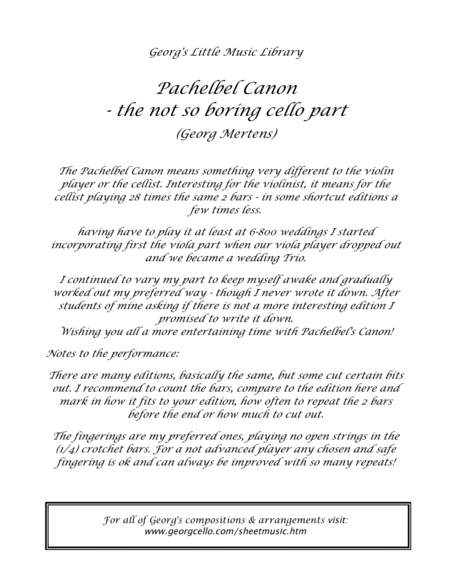 Pachelbel Canon - a not so boring cello part